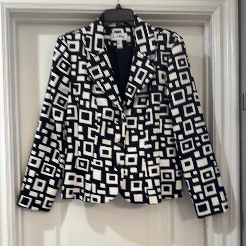 Joseph Ribkoff Black and White Geometric Blazer